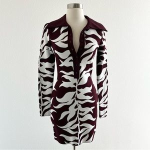 Hanifa Soraya Knit Button Front Long Sleeve Mini Dress Plum S